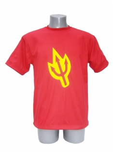 Red Cut resistant T-shirt with trident